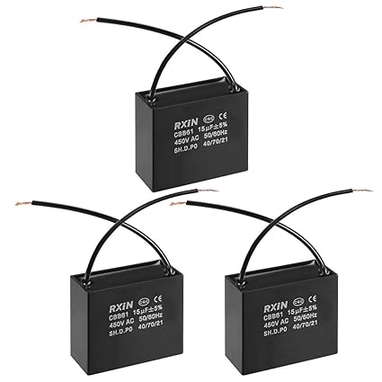 Uxcell Cbb61 Run Capacitor 450v Ac 15uf 2 Wires Metallized