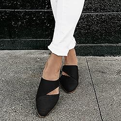 Womens Cutout Backless Mules Shoes Pointed Toe Slip