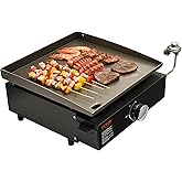 VEVOR Griddle, 16.9" Heavy Duty Manual Flat Top Griddle, Countertop Grill with Non-Stick Cooking Plate, Steel, 1-Burners Rest