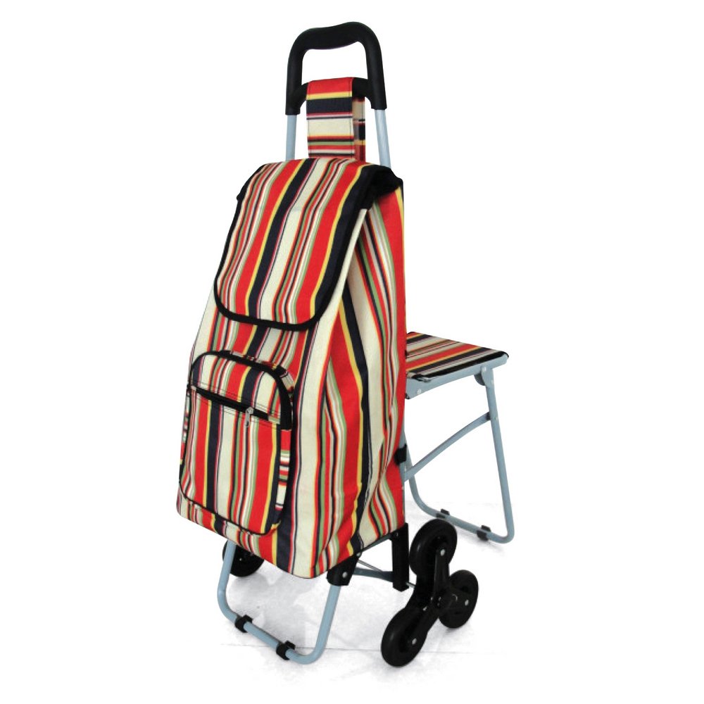 NRS Healthcare Tri Wheels Leisure Shopping Trolley with Fold Down Seat