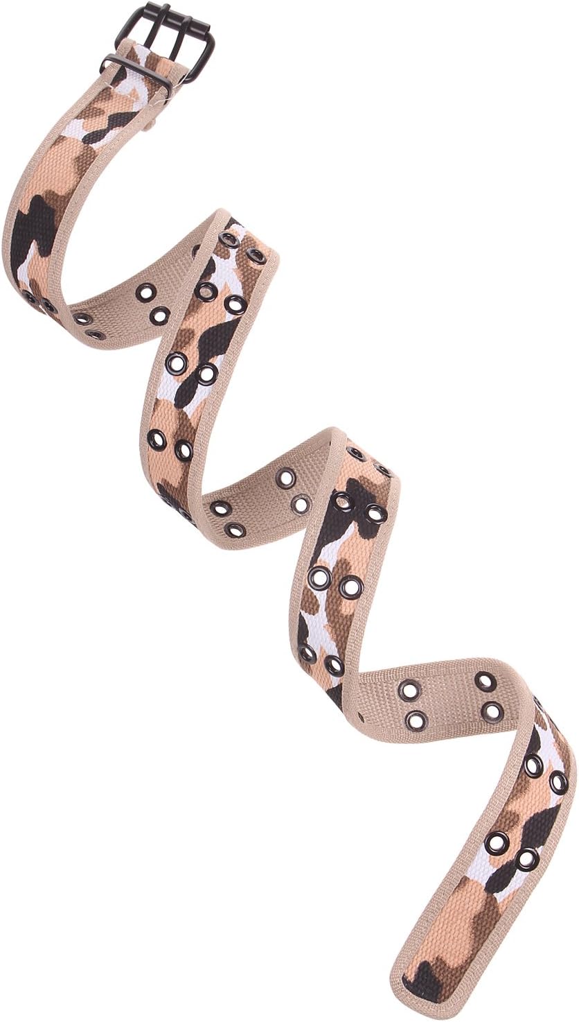 Enimay Double Hole Canvas Web Belt Black Grommet with Metal Buckle (Many Colors Available)