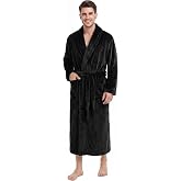 U2SKIIN Mens Robe Plush Flannel Bathrobe for Men Shawl Collar | Plush flannel fleece,Classic shawl collar,Relaxed loose fit,Calf-length silhouette,Made for cozy winters