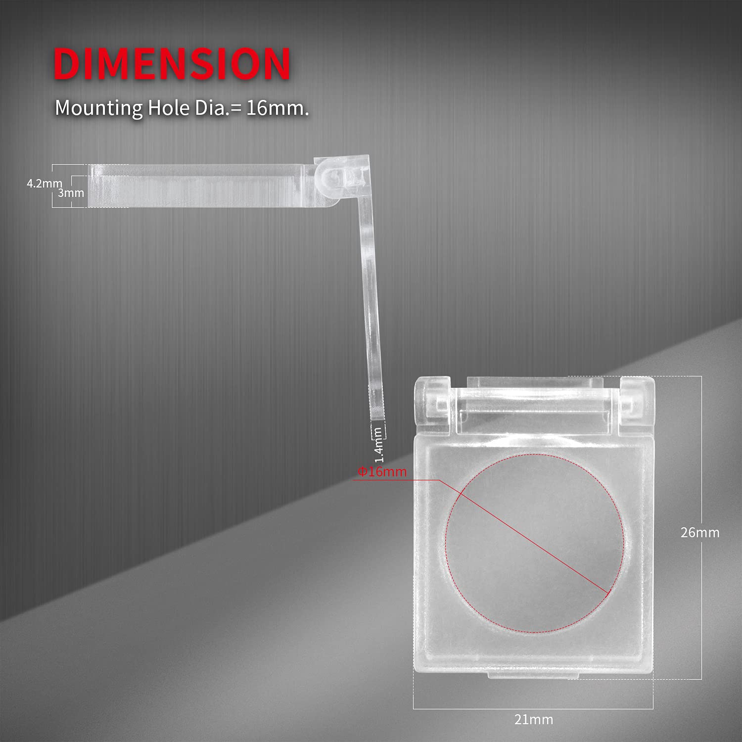 DaierTek 16mm Dustproof Safety Push Button Cap Cover Guard Plastic Protector Child Proof for 16mm Push Button Switch Computer Light Pad -2Pack