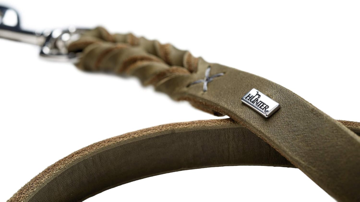 HUNTER Training leash Solid Education, 13/250 67318 Soft genuine cow leather, olive - Image 3