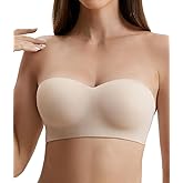 Slimers Strapless Bra for Women: Full Coverage Bandeau Underwire Bra-Non Slip Push Up Tube Top