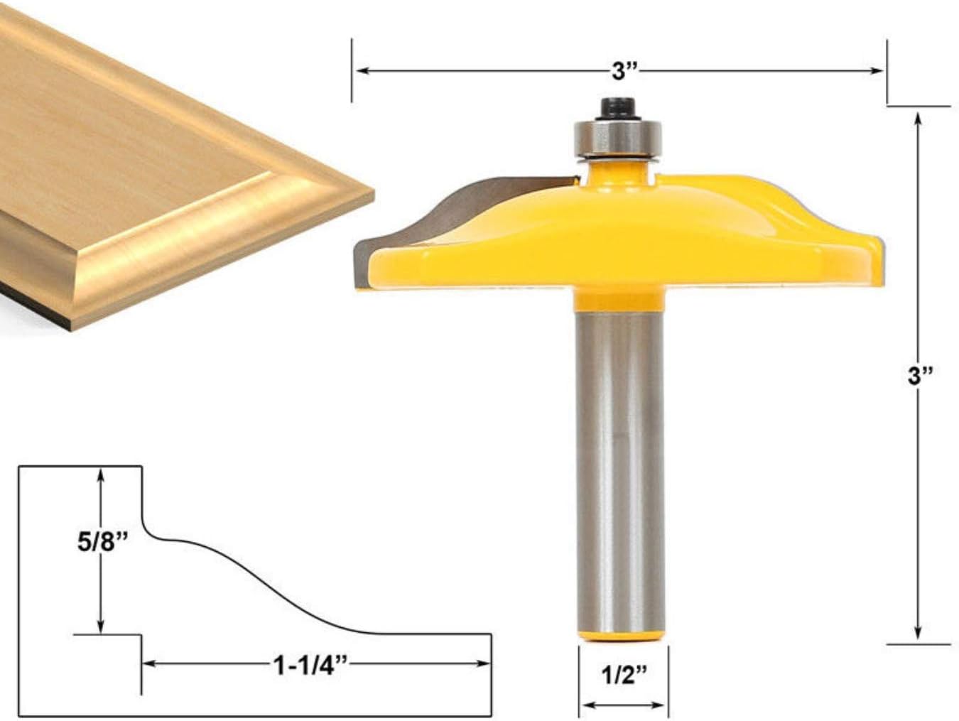 APLUS 3Pcs Tongue Groove Router Bits Set, 1/2" Shank Ogee Rail & Ogee Raised Panel Router Bit Set, Wood Milling Cutter Woodworking Tool - Image 5