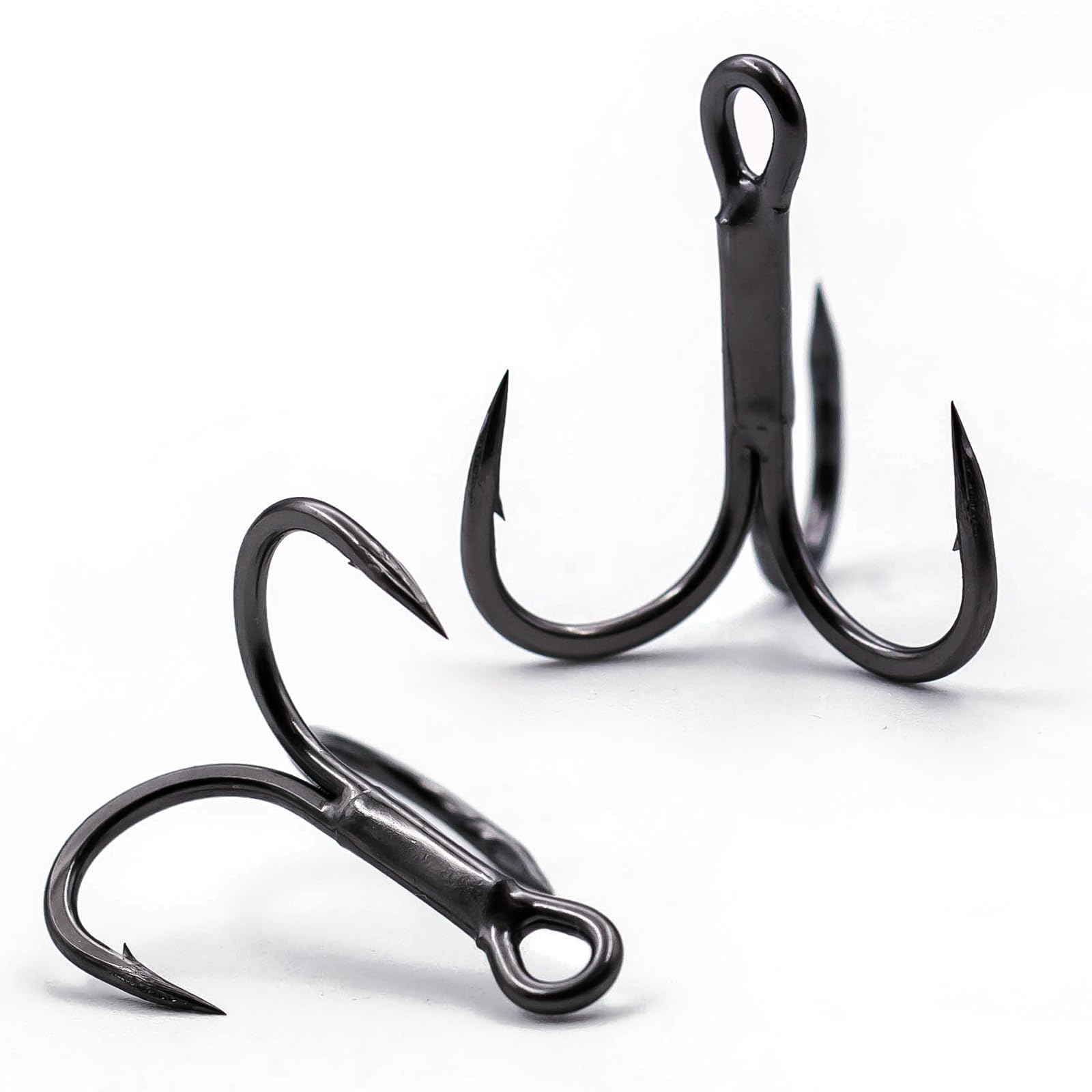9KM DWLIFE Treble Fishing Hooks 4X Strong - 10Pcs Triple Hooks Barbed Sharp High Carbon Steel for Hard Lures for Freshwater Saltwater(Size 1/0)