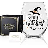 Perfectinsoy Funny Drink up Witches Wine Glass, Halloween Funny Wine Glass, Halloween Funny Gift for Him, Her, Mom, Wife, Boss, Sister