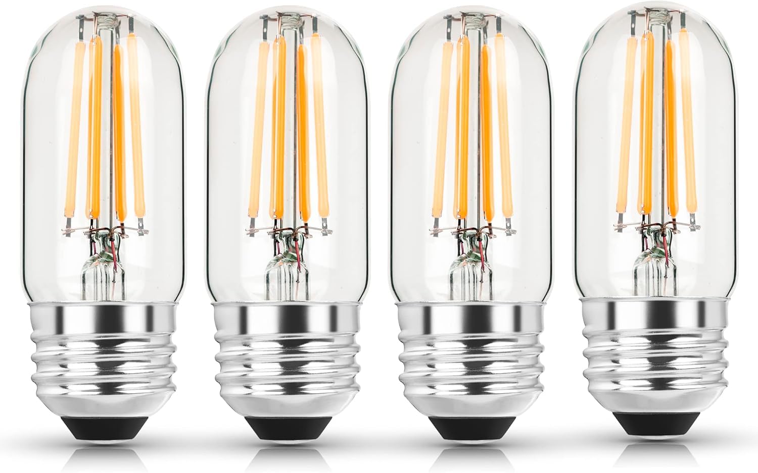Photo 1 of NOVELUX 3.2 Inch E26 LED Bulb 60 Watt Equivalent, 2700K Soft White Edison Bulbs Dimmable, AC 120V 600LM T10/T9 Clear Glass Filament Light Bulbs UL for Pendant Wall Light Desk lamp-4 Pack