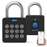 Eseesmart Fingerprint Locker Lock with Code, Combination Padlock Smart Fingerprint Biometric Keyless Combo Lock Waterproof for Outdoor Fence Gate Shed Gym School Locker Storage