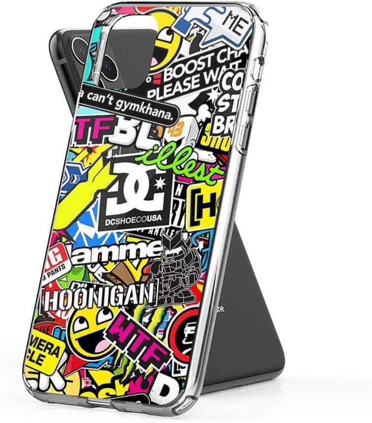 Crystal Clear Phone Cases Stickerbomb Case Cover Compatible for iPhone (11 Pro Max)