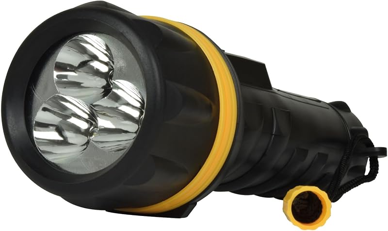 MERCURY Heavy Duty LED Rubber Torch Wide-Angle, Anti-Roll Grip, Splash