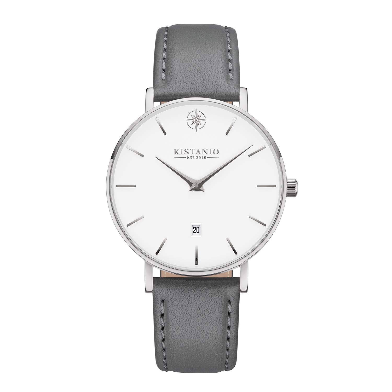 Kistanio Moyen SI-WH-L-GR Women's Watch Stainless Steel Sapphire Glass with Grey Leather Strap