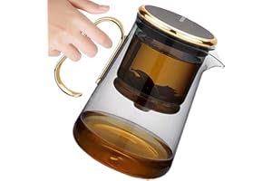 Glass Teapot with Infuser - Magnetic Steeping Teapot with Strainer and Lid - Table Ornament Heat-Resistant Glass Filter Tea C