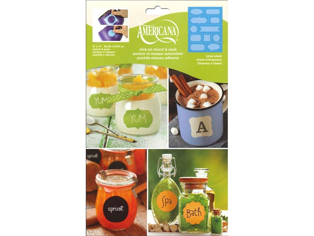 Americana Decor Lotsa Labels Stencil, Blue, 28 x 21 x 0.3 cm