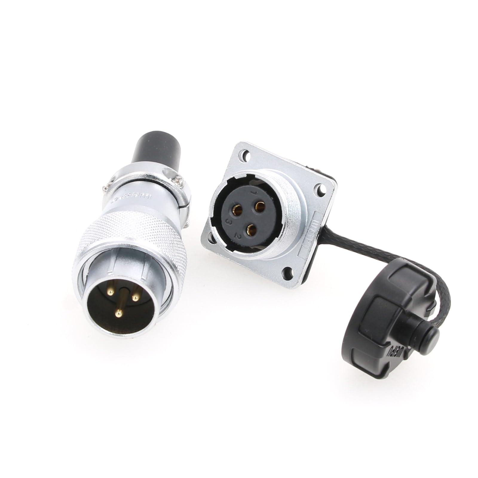 Eonvic WEIPU WS20 3 Pin Aviation Waterproof Connector IP67 Metal Male Plug Female Square Socket Threaded Panel Mount Cable Connector