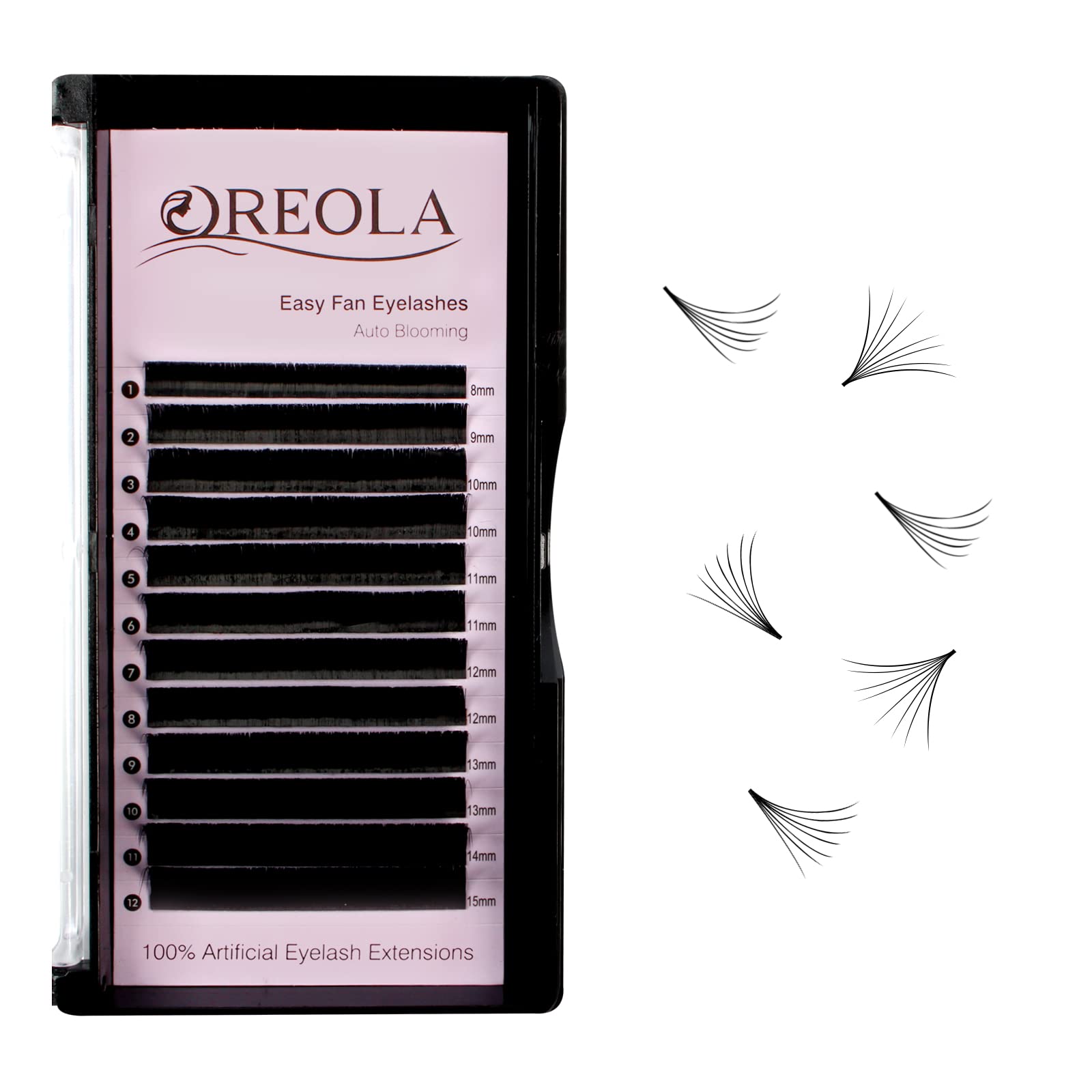 Oreola Easy Fan Lashes Self Fanning Eyelashes Fast Blooming Eyelash Extensions Auto Volume Eyelashes Extensions 0.05C 8-15mm Long C Curl — image 1