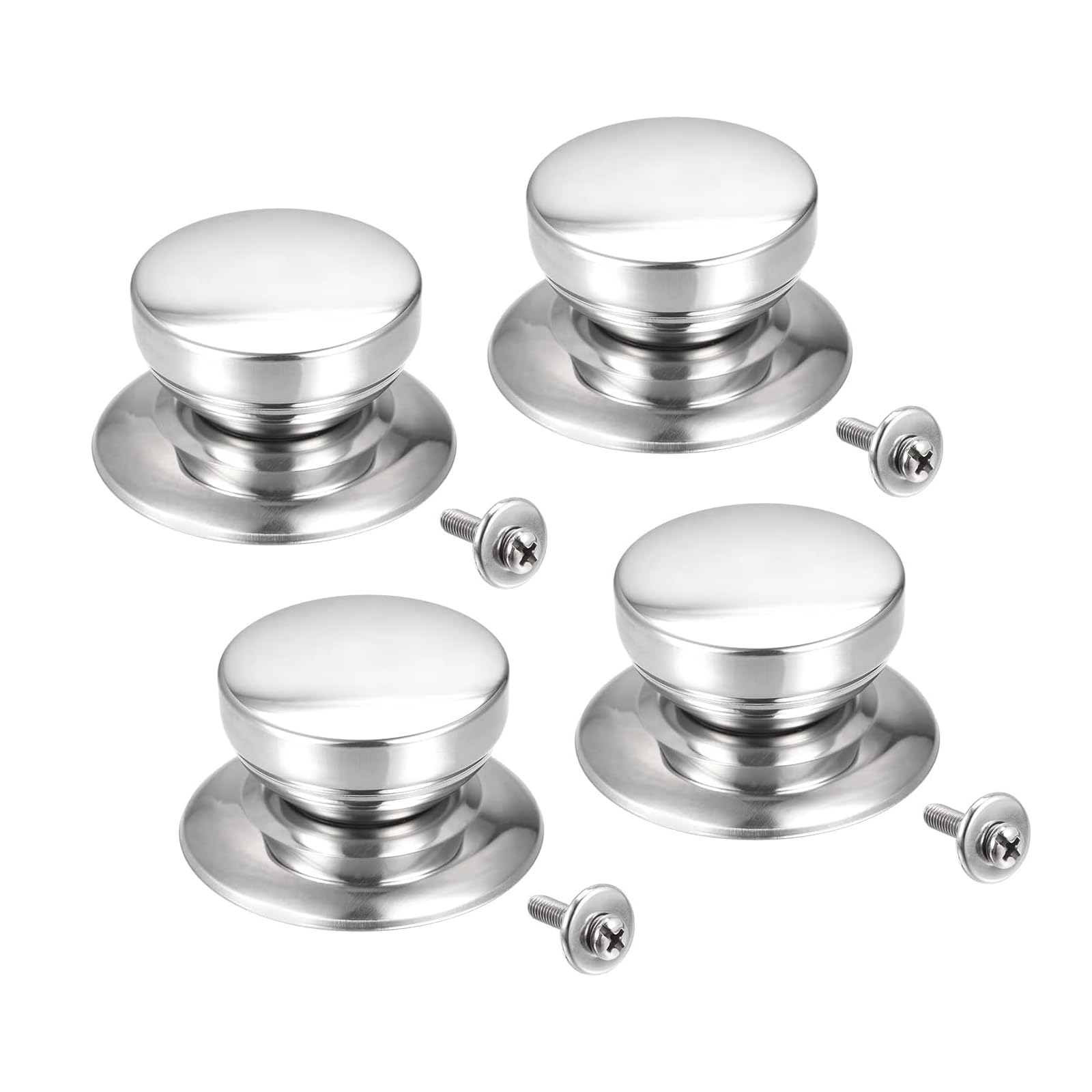 TRHDFW Universal Pot Lid Knob, Stainless Steel Replacement Knob 51x28mm for Glass,Stainless Steel Pan Cover Lid, Pack of 4