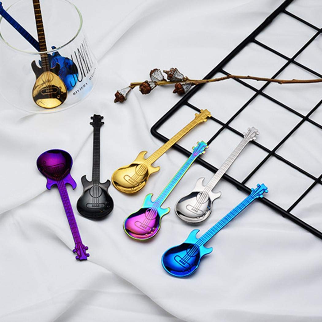 YAGOT Cuillère de guitare en acier inoxydable créatif Dessert Gâteau Thé Café Cuillère Cuisine Outil Cuillères