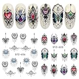 Elegant Flower Lace Necklace Jewelry Nail Art Stickers Water Transfer Decals Decorations DIY