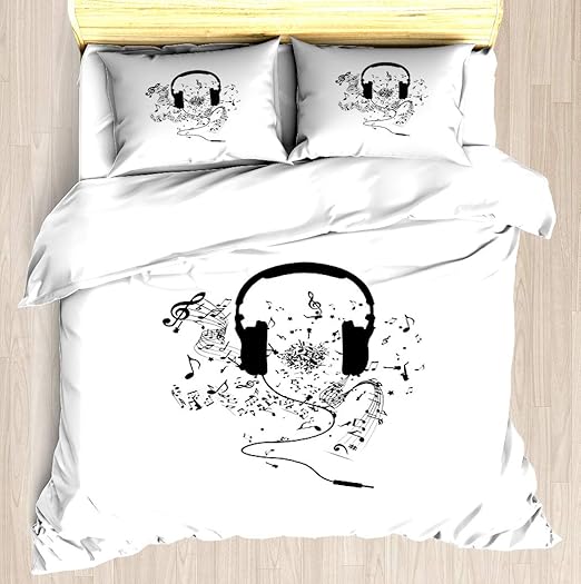 Amazon Com Ntcbed Headphones And Music Notes Duvet Cover Set