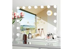 Despful Vanity Mirror Makeup Mirror with Lights,10X Lens,22.8"x 18.1" Hollywood Lighted Vanity Mirror with 15 Dimmable LED Bulbs,3 Color Modes,Touch Control for Bedroom,Tabletop or Wall-Mounted