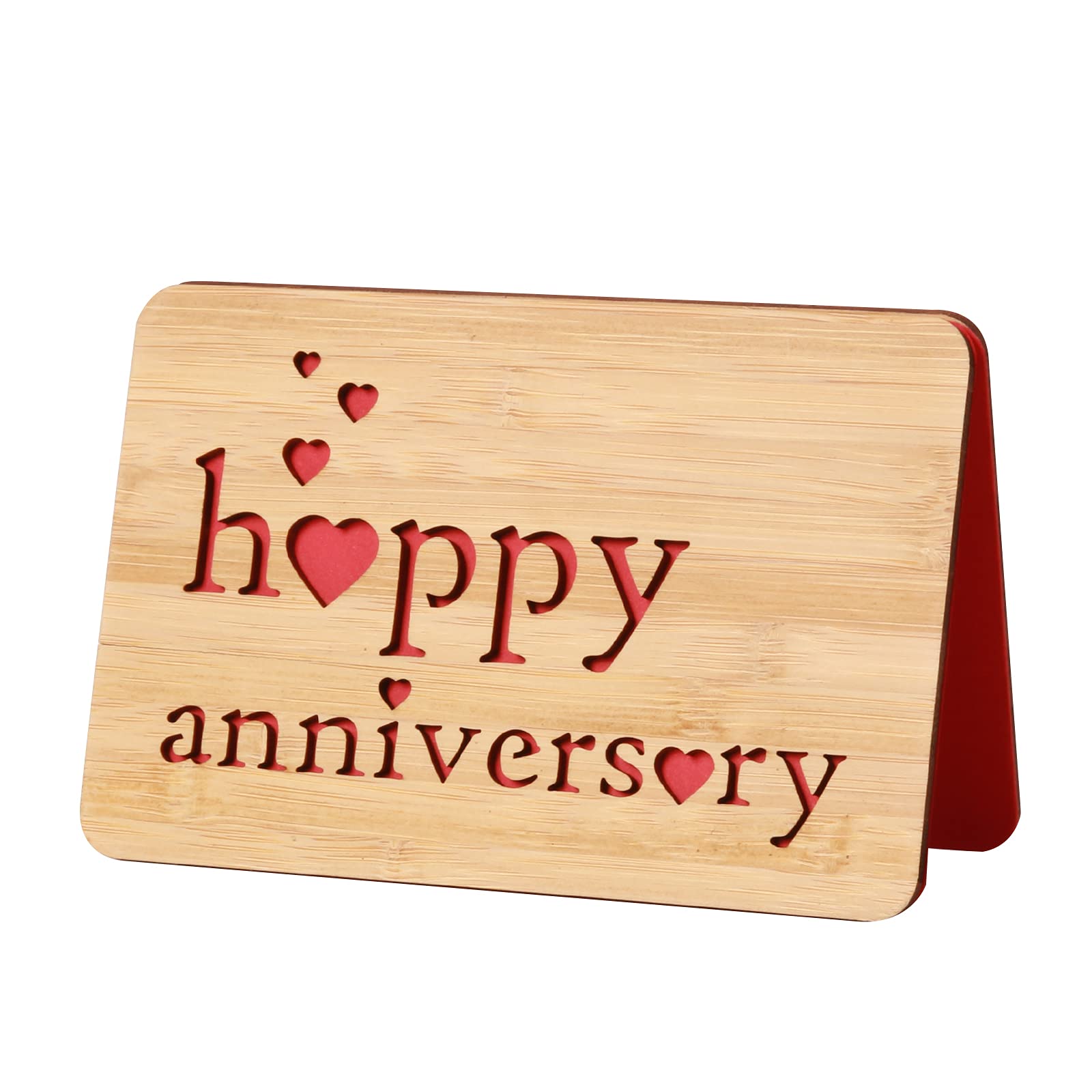 I Love You Wooden Anniversary Cards,Handmade With Real Bamboo Wood Greeting Cards,Happy Valentines Day Card, Wedding Anniversary,Gifts for Wife,Husband,Couple,Parents,Girlfriend,Boyfriend,Him or Her
