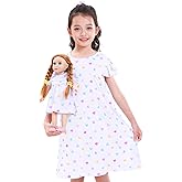 ICOSY Matching Doll & Girls Nightgowns Clothes Girls Pajamas Sleepwear Outfit for Kids and 18" Girl Doll