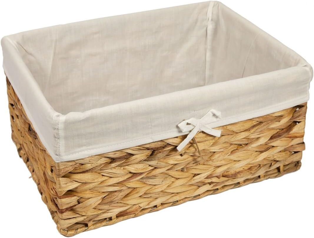 Woodluv Storage Baskets for Shelves Woven Natural Hamper Gift Basket Bathroom Storage Basket organiser Toys Storage, Large