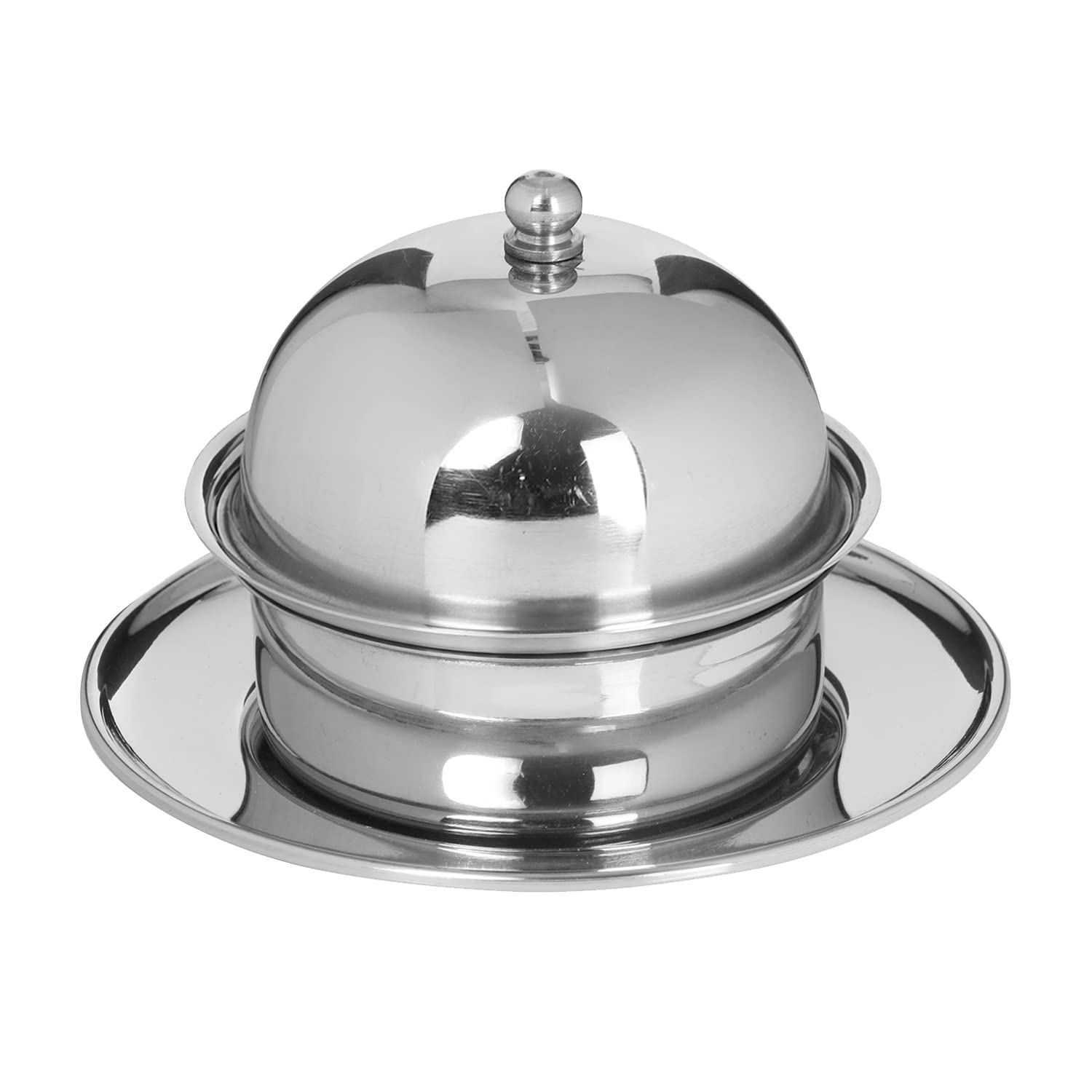 Zap Impex Stainless Steel Butter Dish with Lid Round Shape