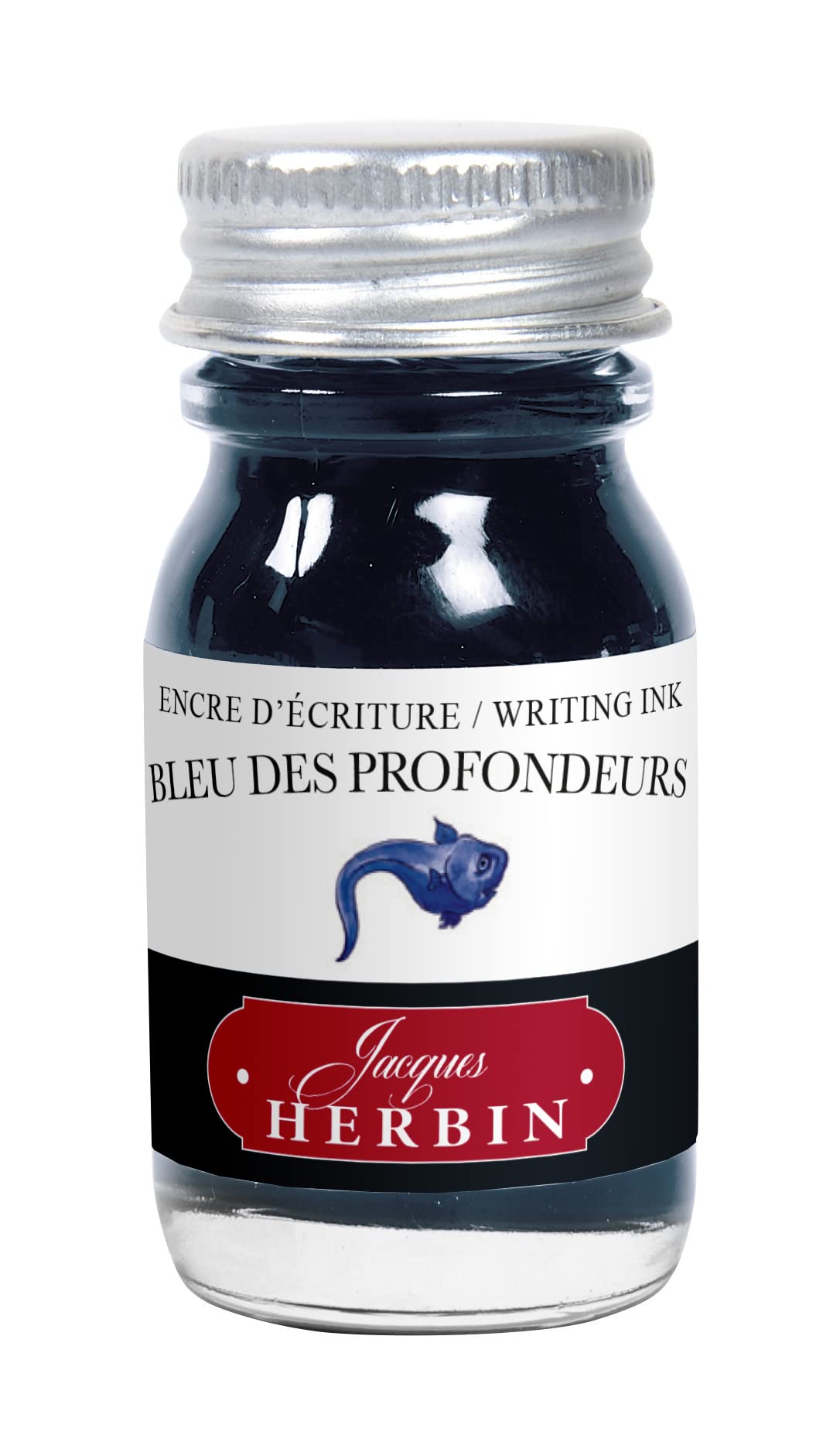 Jacques Herbin 11518T - Writing and drawing ink Fountain pens and roller pens -Bleu des profondeurs/ Blue of the depths - 10 ml - Made in France - Calligraphy