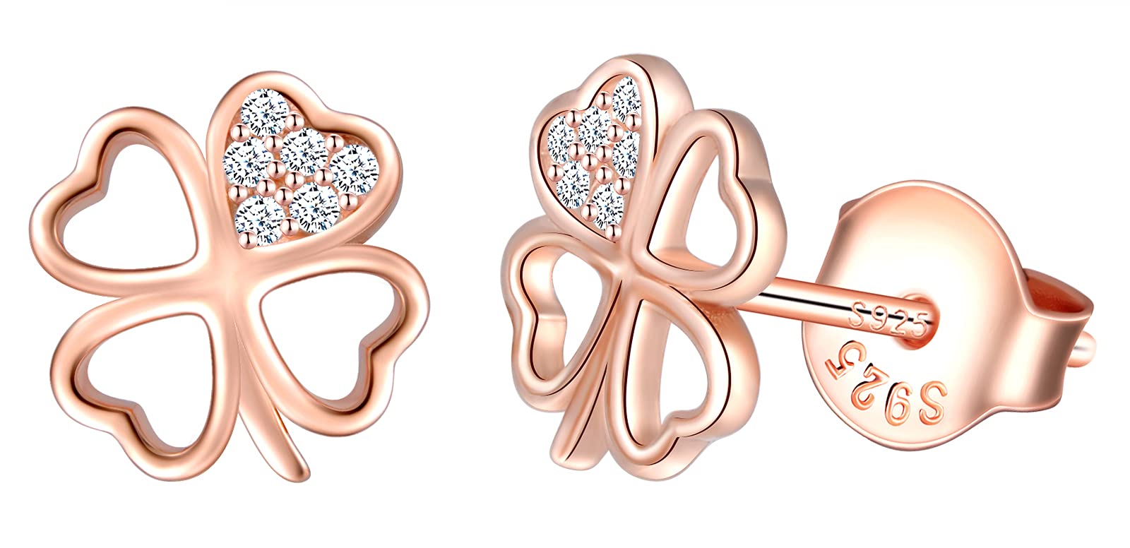 MicVivien 925 Sterling Silver 4 Leaf Clover Earrings Shamrock Earrings Lucky Stud Earrings for Women Teens Girls