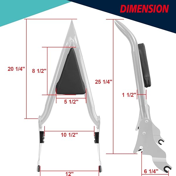 YHMOTO DETACHABLE SISSY BAR PASSENGER BACKREST 22″ INCH REAR PAD FIT FOR HARLEY TOURING MODELS 2009-2025 ROAD KING ULTRA CVO LIMITED STREET GLIDE ROAD GLIDE ELECTRA GLIDE (CHROME)
