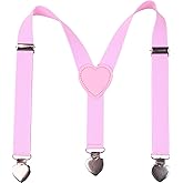 GUCHOL Child Kids Suspenders for Boys and Girls Adjustable Elastic Peach Heart Suspenders