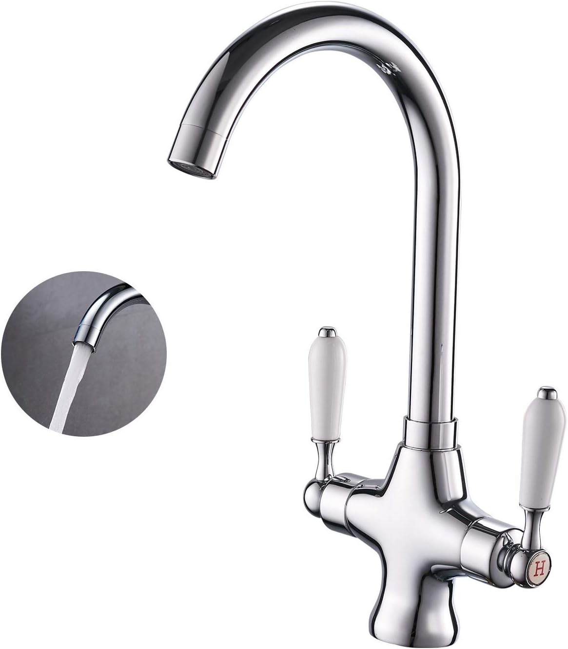 Kitchen Taps Traditional Kitchen Sink Mixer Tap Elegant Ceramic Dual