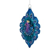 Kurt S. Adler Peacock Themed Purple Blue Teal Green Ornaments (6.5” Glass Teal Blue Purple Peacock Christmas Ornaments Bird H1624)