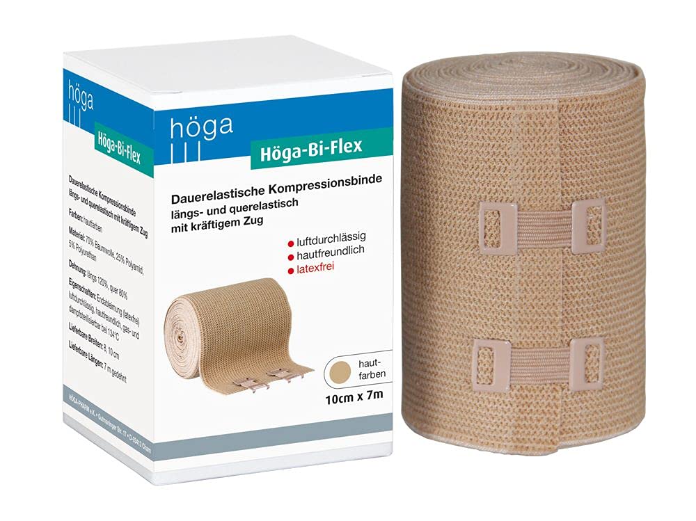 HÖGA Bi-Flex Sport Stretched Bandage, Permanently Elastic Compression Bandage Vertical and Horizontal Elasticated – 10 cm x 7 m
