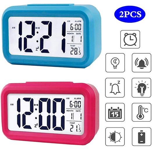 Liuer 2PCS LED Reloj Despertador Despertadores Digitales ...