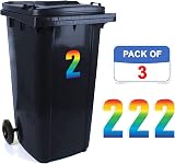 Sara Prints Pack of 3 Wheelie Bin Stickers 17 cm Waterproof Outdoor Numbers view 2