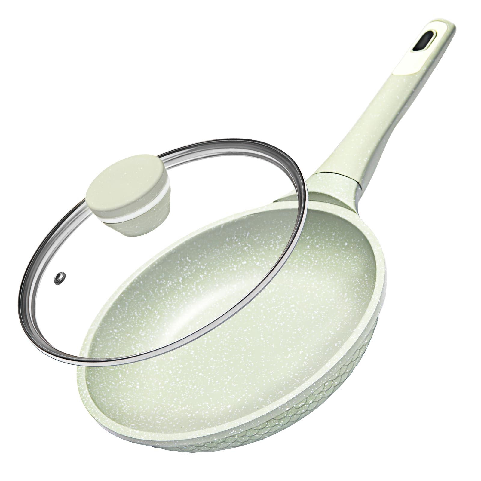 DYGG Antihaft Bratpfanne 20 cm mit Glasdeckel - 100% PFAS/PFOA Frei, für alle Herdarten (Induktion, Gas,Elektro,Ceran), Granitbeschichtung für fettfreies Braten | Spülmaschinenfest