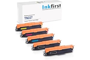 5 Inkfirst Toner Cartridges TN-227 TN227 TN-223 TN223 [WITH CHIP] Compatible Remanufactured for Brother TN227 High Yield Blac