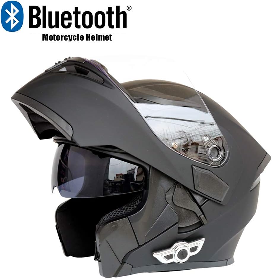 LYZL Bluetooth motorcycle helmet modular flip Bluetooth helmet D.O.T certified anti-fog double mirror with FM automatic answer stereo sound quality (multiple colors available)