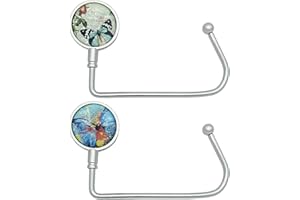 KSMD Purse Hooks for Table and Bars Set of 2,Purse Hanger Organizers Handbag Holder Pocketbook Holder Bag Storage for Desk Bag Hook,Purse Table Hook Hanger Bag (Silver Butterfly 01)