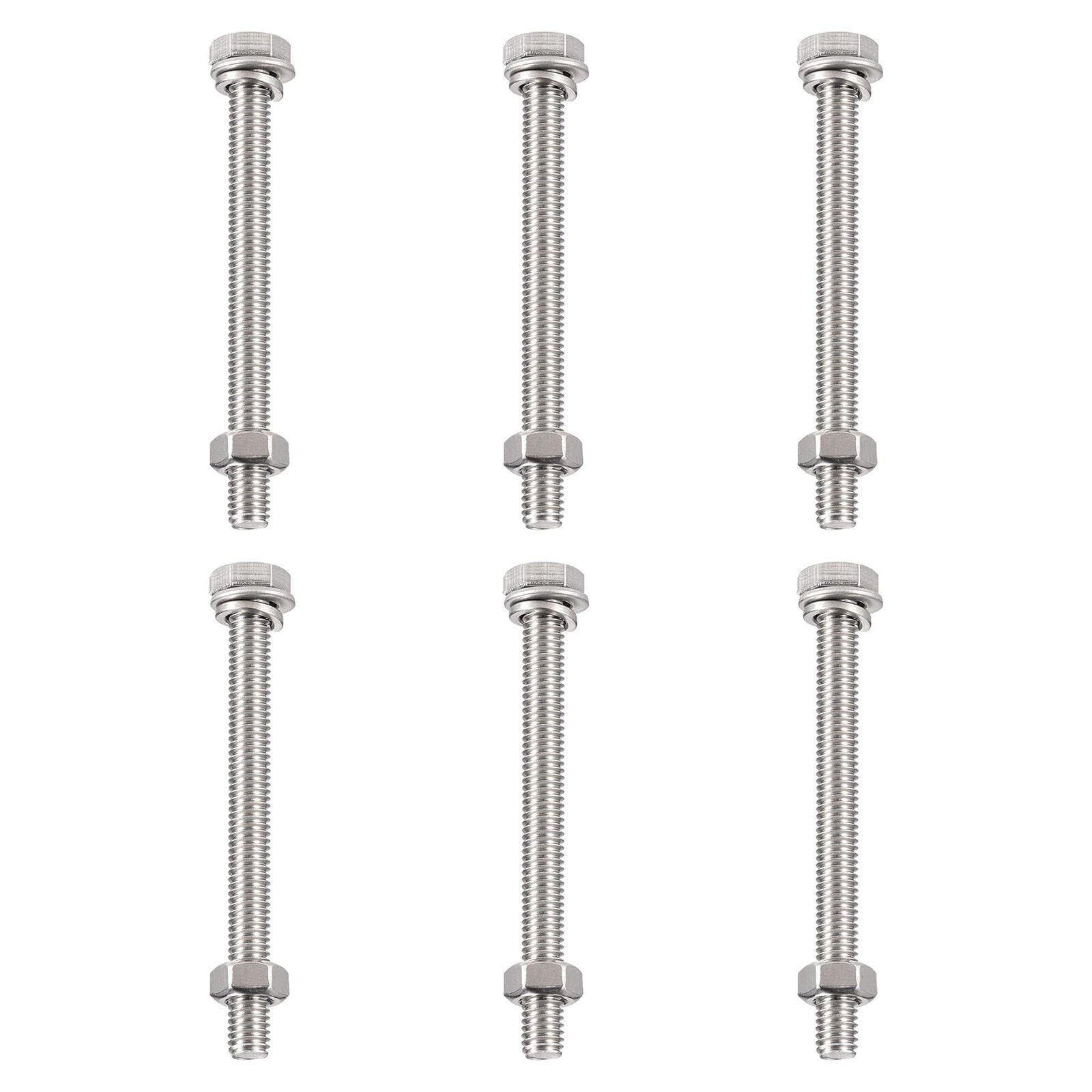 TA-VIGOR 6Pcs M6 x 70mm Hex Head Screws Bolts, Nuts, Flat & Lock Washers Kits, Fully Thread Hexagon Bolts, High Tensile Cap Screws for Metal Work, Automotive Machinery, Bike Motorcycles Repair