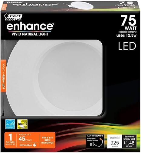 8 Pack Feit 75 Watt Dimmable Led Recessed Retrofit Lighting Kit 5 6 Inch Lamps Lighting Ceiling Fans Light Bulbs