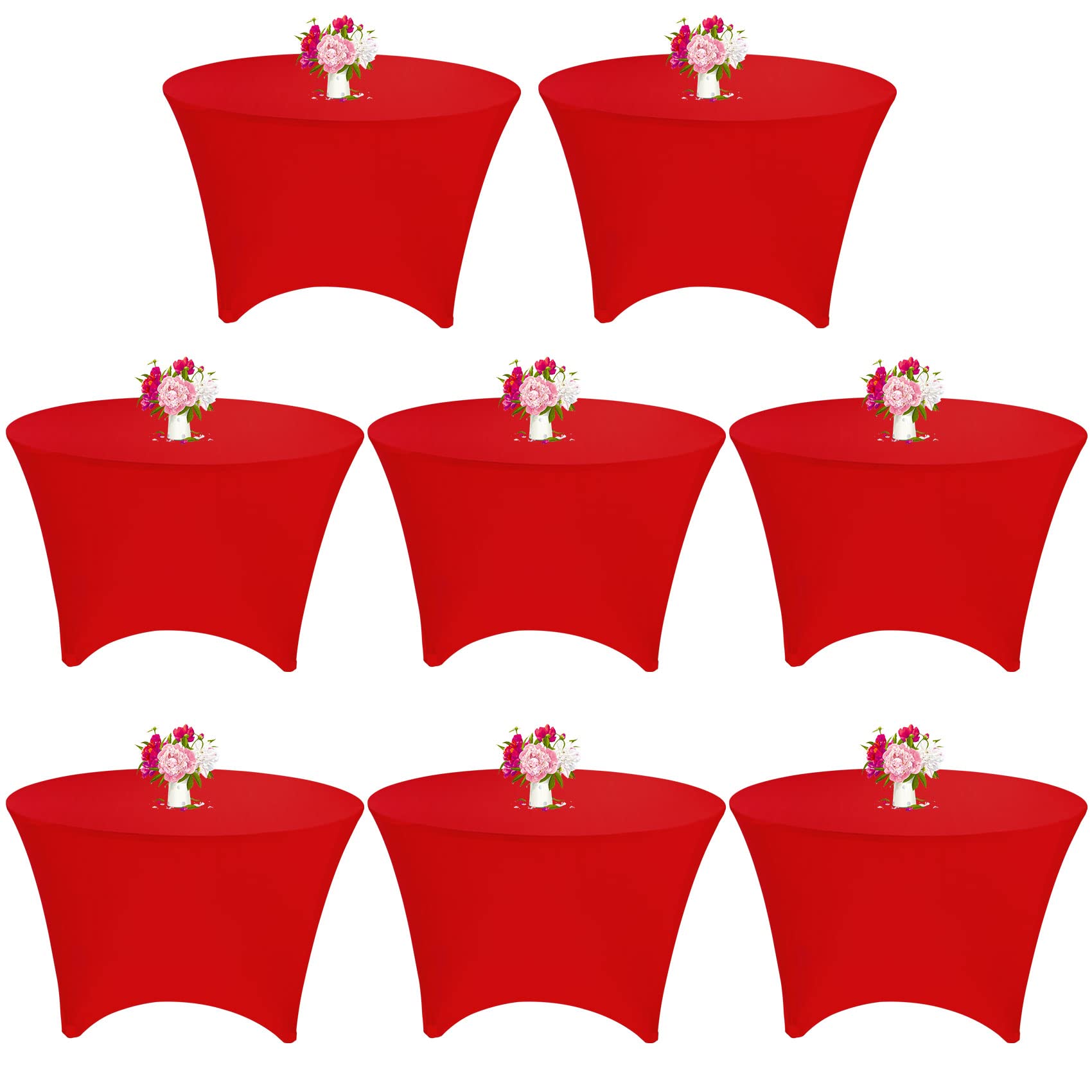 Photo 1 of JALANCY 8 Pack 6FT Round Spandex Tablecloth 72” Red Elastic Table Cover, Round Table Cloth Washable Wrinkle Resistant Fitted Stretch Table Cover for Wedding Party Birthday Banquet Bar Events(Red)