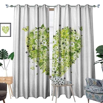 Amazon Com Homehot Green Flower Blackout Window Curtain Floral