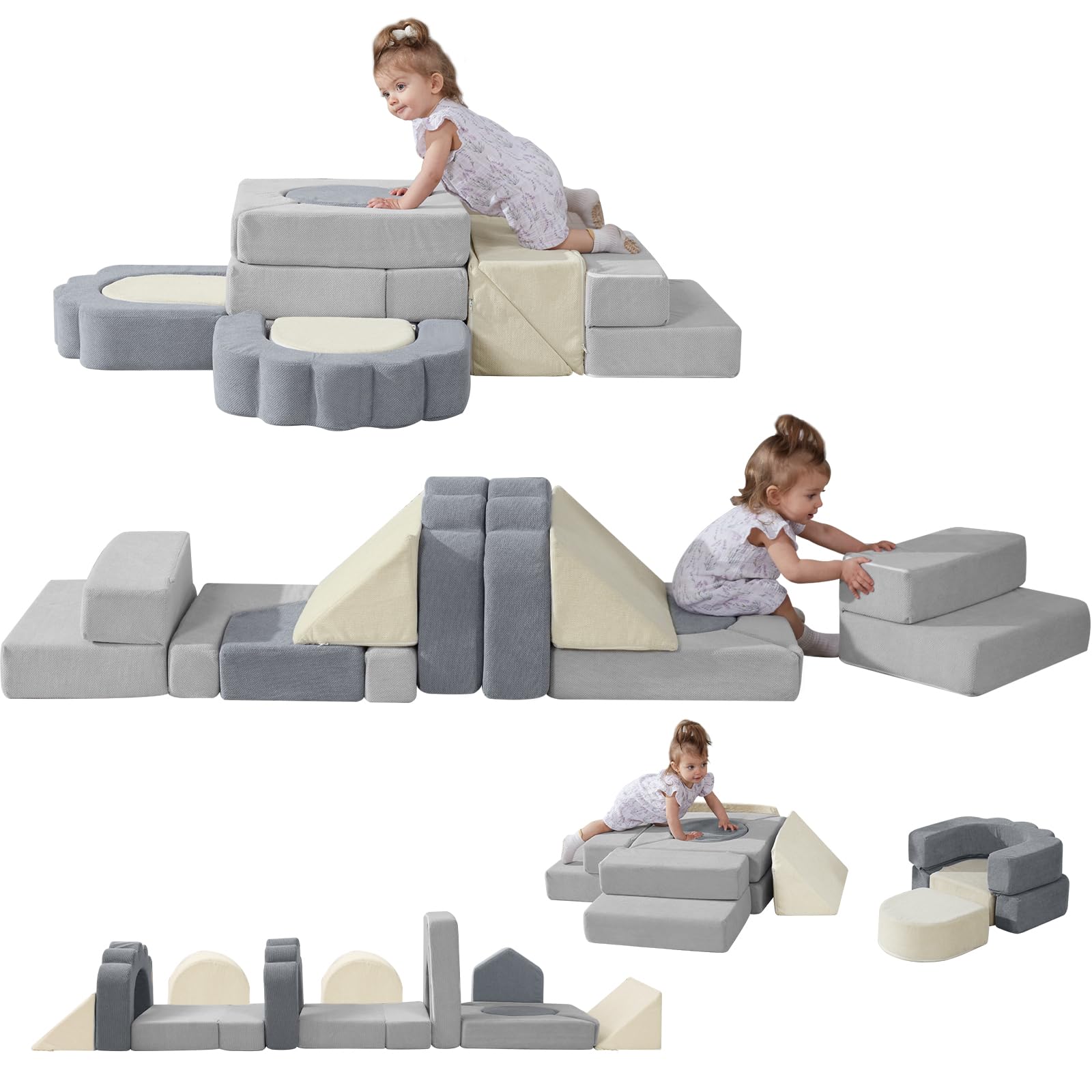 Photo 1 of HAHASOLE Foam Climbing Toys for Toddlers, 13pcs Climb and Crawl Activity Playset, Soft Play Climbing Blocks for Toddlers, Indoor Crawling Sliding Toys, High-Density Foam Play Structures for Playroom