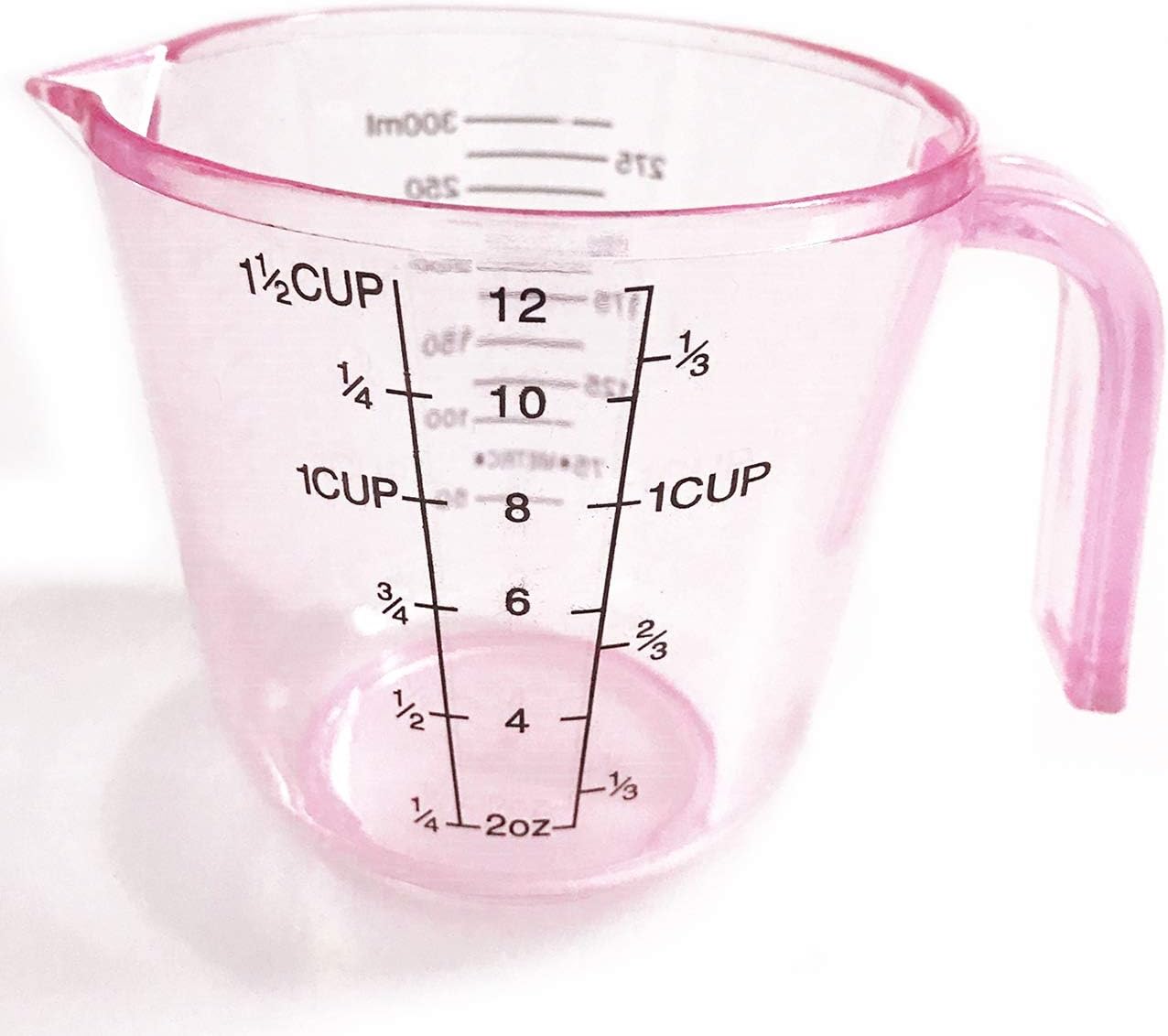 NPYPQ Plastic Measuring Cup 1-1/2 Cup Clear Pink