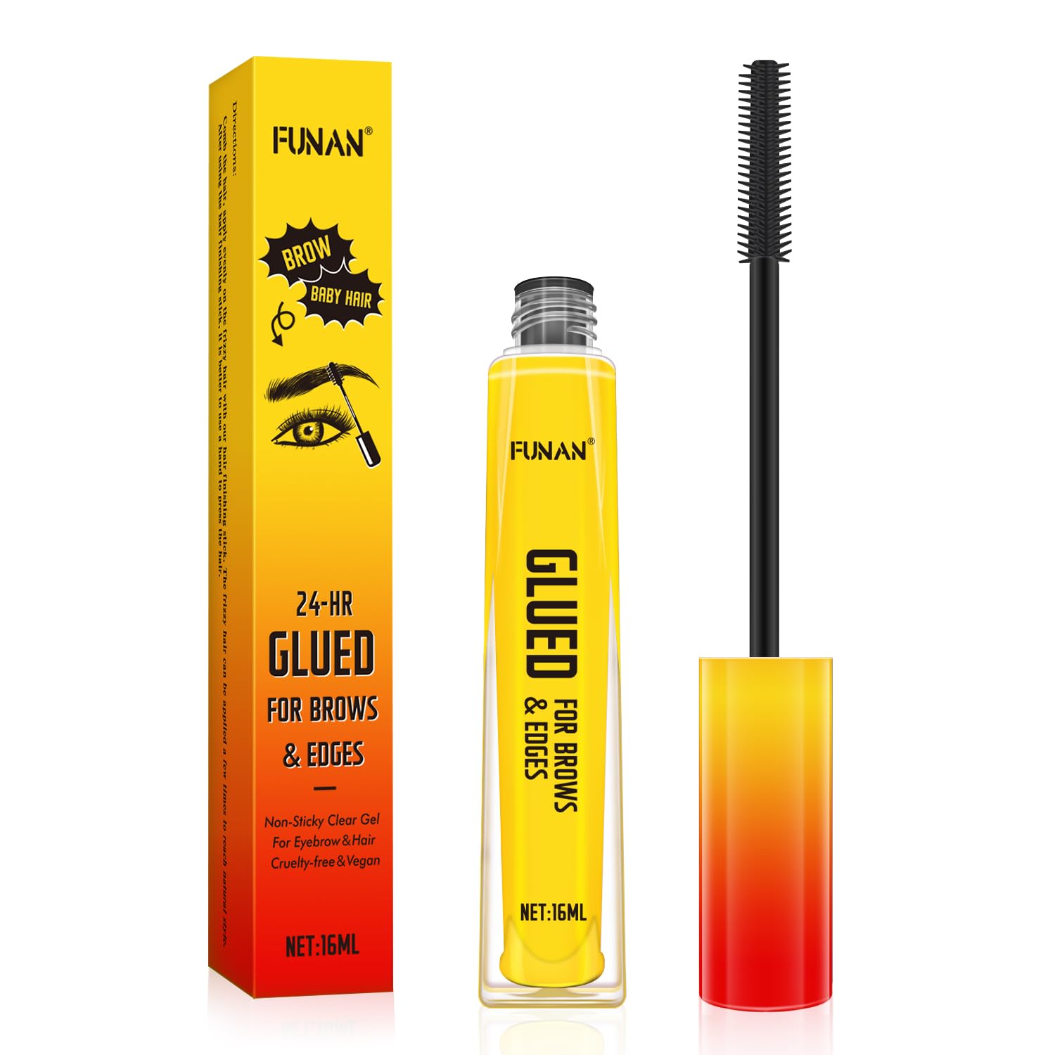 FUNAN Eyebrow Gel,Clear Brow Gel,Glued for Brows & Edges, for Styling Brows,16ml,1 Pack